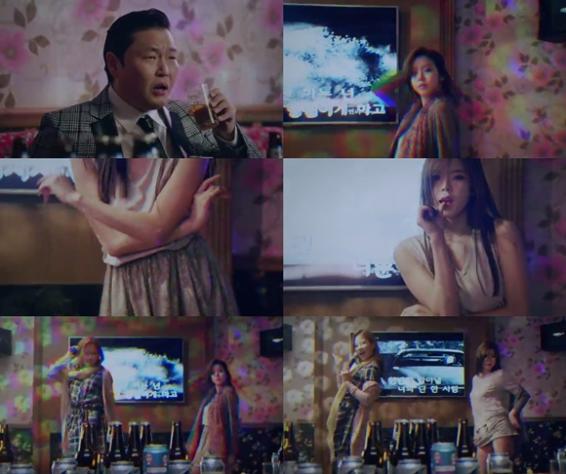 鄭夏恩（音譯）-黃賢珠（音譯），出演PSY「Hangover」MV