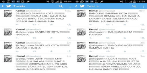 Hina Bandung dan Ridwan Kamil di Twitter, Kemal dipolisikan