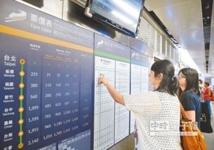 　小確幸　　台灣高鐵公司確定「國有民營」，最快12月1日北高票價將降至1490元。圖為民眾查看高鐵時刻價格表。（方濬哲攝）