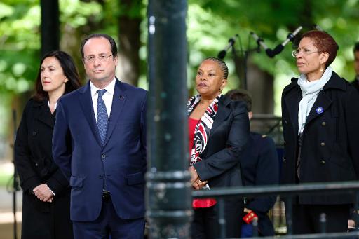 Christiane Taubira, ici avec François Hollande lors de la cérémonie de commémoration de l'abolition de l'esclavage, «s'est fait vertement rappeler à l'ordre sur son devoir de loyauté » par le président de la République au sujet de la réforme pénale