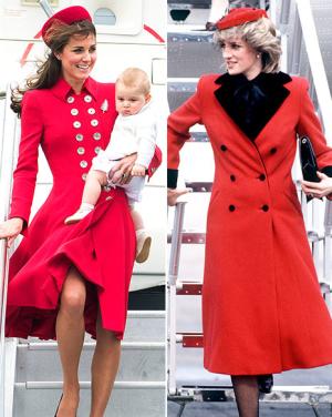 Kate Middleton&#39;s Red Coat Echoes Princess Diana&#39;s Style From 30 Years Ago: See the Side-by-Side Pictures