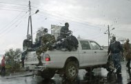 A patrol car of the Ethiopian Federal Police is parked, 10 June 2005 in an avenue in the volatile Merkato District of Addis Ababa, Ethiopia