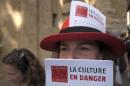Des intermittents rassemblés à Aix-en-Provence pour protester contre la réforme de leur régime d'assurance-chômage, le 14 juin 2014