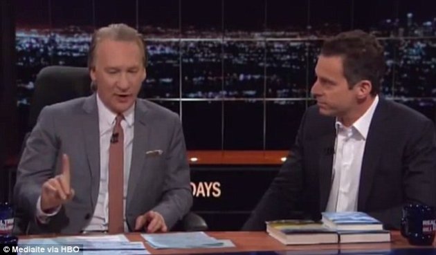 Host Bill Maher (left) said that following Islam was like being a member of the Mafia while author Sam Harris (right) claimed Islamaphobia was just a &#39;meme&#39;