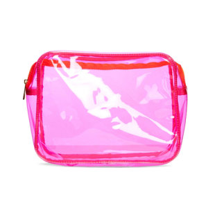 ... fluro pink wash bag - clear plastic travel makeup bag - handbag