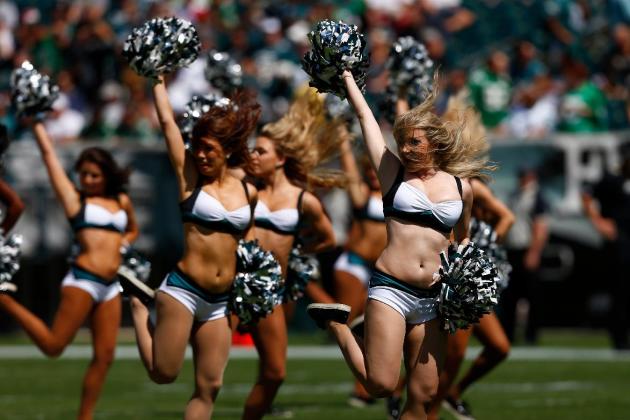 Philadelphia Eagles cheerleaders perform before an NFL football game against the Jacksonville Jaguars, Sunday, Sept. 7, 2014, in Philadelphia. (AP Photo/Michael Perez)