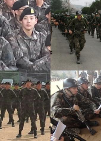 薑東浩，在訓練所結束儀式上「獲得新兵教育隊長表彰」