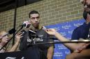 San Antonio Spurs guard Danny Green takes a question during practice on Friday, June 6, 2014, in San Antonio. The team plays Game 2 of the NBA Finals against the Miami Heat on Sunday