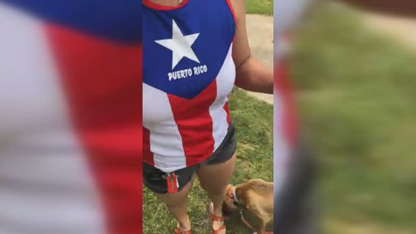 PHOTO: Mia Irizarry posted a video of the June 14 incident on Facebook and showed that she was wearing a shirt that looked like the Puerto Rican flag. (Mia Irizarry/Facebook)