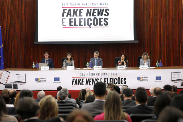 Seminário internacional foi promovido pelo TSE, em parceria com a União Europeia, para discutir as fake news. (Foto: Roberto Jayme/Ascom/TSE)