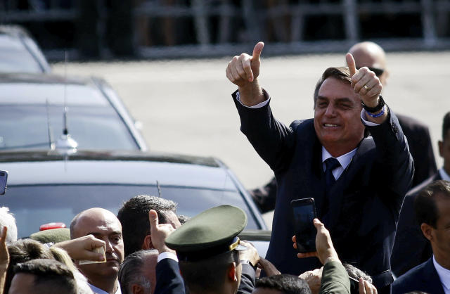 The President of the Republic, Jair Bolsonaro (PSL), participates on July 3, 2019 in Sao Paulo, Brazil, of the solemnity of passage of the Southeastern Military Command, from General Luiz Eduardo Ramos Baptista Pereira to General Marcos Antonio Amaro dos Santos. The governor of the State of São Paulo, João Doria (PSDB) also attended the event. (Photo: Aloisio Mauricio/Fotoarena/Sipa USA)(Sipa via AP Images)