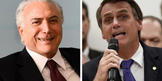 Embora exista interesse de deputados do PR em indicar o vice de Bolsonaro (à dir), o partido segue na base do presidente Michel Temer.