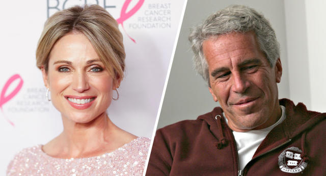 TV personality Amy Robach and Jeffrey Epstein. (Photos: Bennett Raglin/Getty Images, Rick Friedman Photography/Corbis via Getty Images)