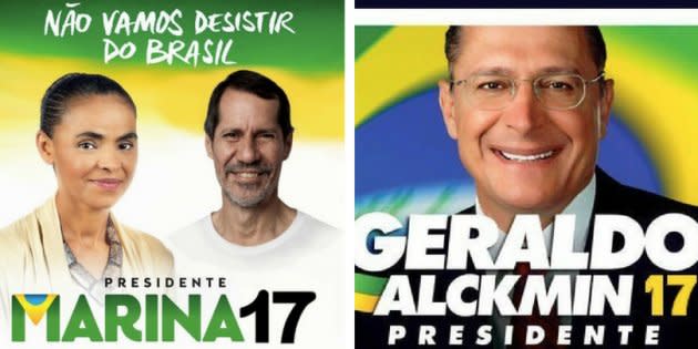 Número errado está associado a imagens com as candidaturas de Marina Silva e Geraldo Alckmin.
