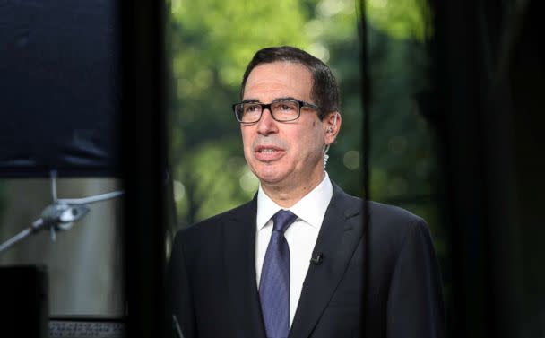 PHOTO: Treasury Secretary Steve Mnuchin speaks during a TV interview at the White House, May 21, 2018. (Kevin Lamarque/Reuters)