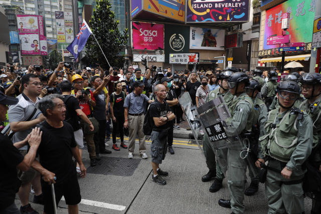 File Photo: Protesters face off with police in Hong Kong on Sunday, Sept. 29, 2019. (AP Photo/Vincent Thian)