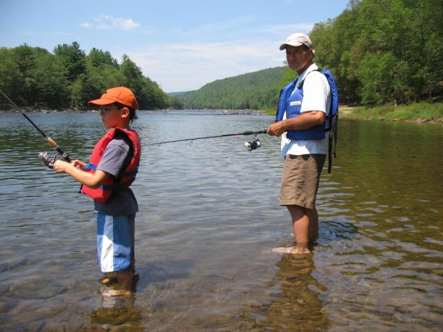 Cameron and his grandad on a fishing trip along the Delaware River in July 2006. (Photo: Courtesy of Jo Varnish)
