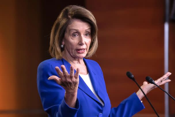 PHOTO: Speaker of the House Nancy Pelosi talks to reporters during a news conference at the Capitol in Washington, Jan. 31, 2019. (J. Scott Applewhite/AP)