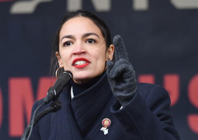 Rep. Alexandria Ocasio-Cortez, D-N.Y., speaks during the Women's Unity Rally at Foley Square on Jan. 19, 2019 in New York City.