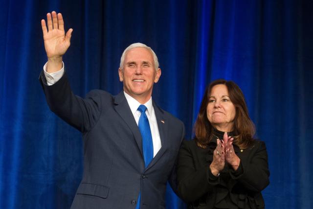 Vice President Mike Pence and his wife, Karen Pence, appeared at events for the anti-abortion March for Life in Washington, D.D., on Friday. (ASSOCIATED PRESS)