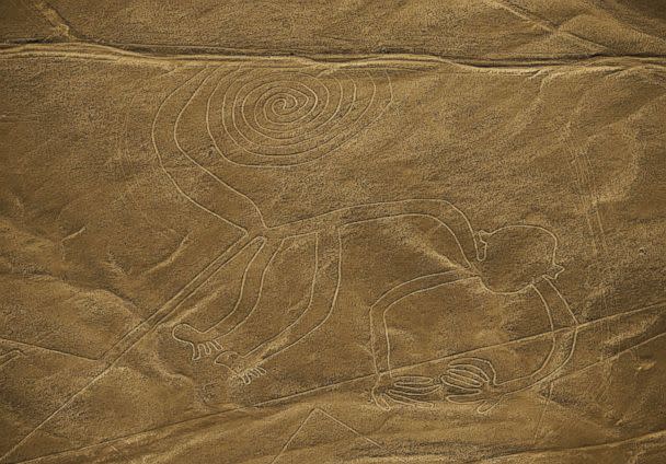 PHOTO: An aerial view of the monkey geoglyph in the Nazca desert, in southern Peru is pictured in this Dec. 11, 2014 file photo. (Martin Bernetti/AFP/Getty Images, FILE)